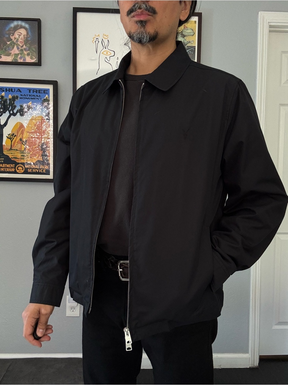 AllSaints Trey Cotton Blend Jacket Black Large